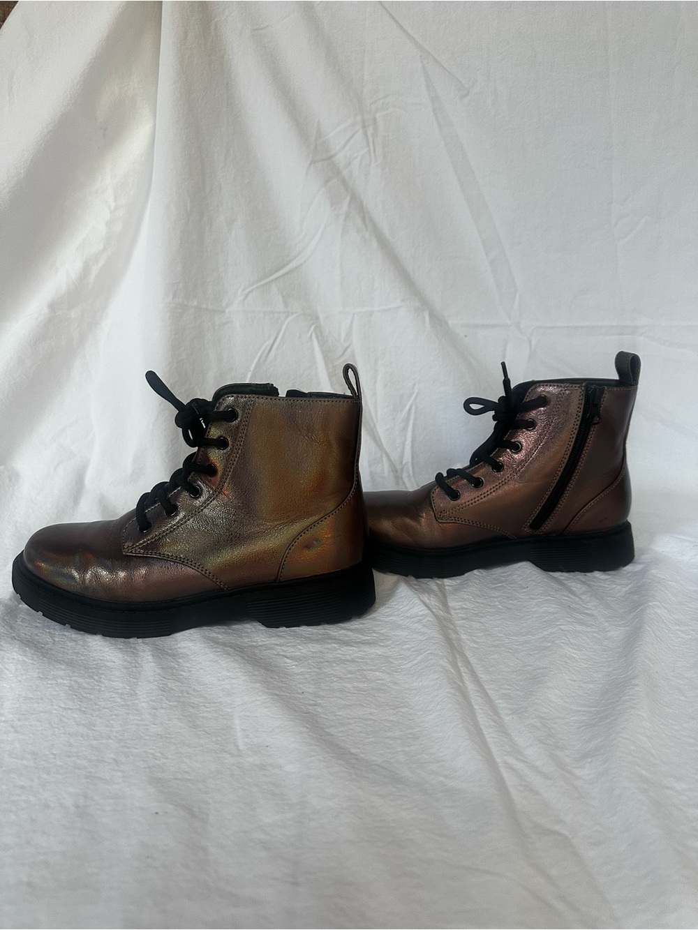 Girls Art Class Metallic Iridescent combat Boots